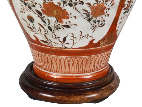 PAIR JAPANESE 19TH CENTURY KUTANI PORCELAIN VASES LAMPS - ADDITIONAL PHOTO 2