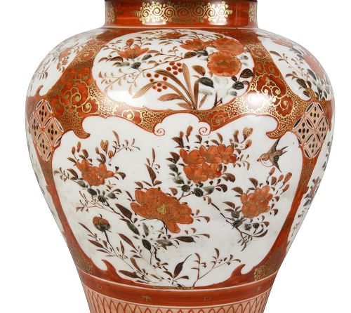 PAIR JAPANESE 19TH CENTURY KUTANI PORCELAIN VASES LAMPS - ADDITIONAL PHOTO 3