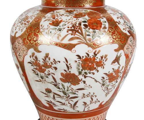 PAIR JAPANESE 19TH CENTURY KUTANI PORCELAIN VASES LAMPS - ADDITIONAL PHOTO 4