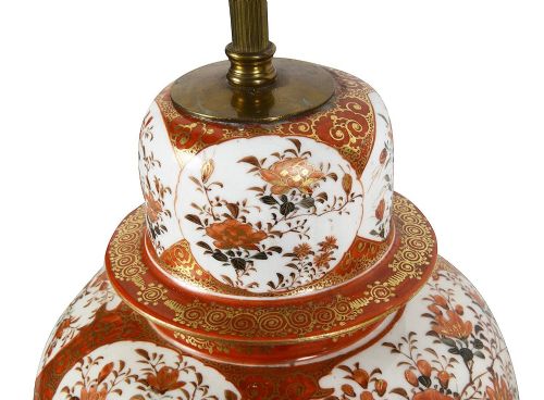 PAIR JAPANESE 19TH CENTURY KUTANI PORCELAIN VASES LAMPS - ADDITIONAL PHOTO 5