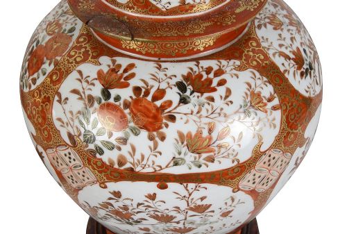 PAIR JAPANESE 19TH CENTURY KUTANI PORCELAIN VASES LAMPS - ADDITIONAL PHOTO 7