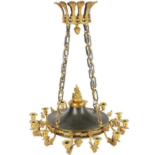FRENCH EMPIRE INFLUENCED CHANDELIER 19TH CENTURY