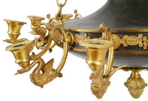 FRENCH EMPIRE INFLUENCED CHANDELIER 19TH CENTURY - ADDITIONAL PHOTO 3