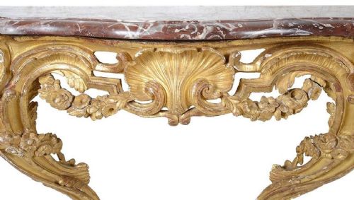 FRENCH 18H CENTURY CARVED GILTWOOD MARBLE TOPPED CONSOLE TABLE - ADDITIONAL PHOTO 2