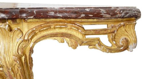FRENCH 18H CENTURY CARVED GILTWOOD MARBLE TOPPED CONSOLE TABLE - ADDITIONAL PHOTO 5
