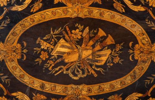 LOUIS XVI STYLE FRENCH WALNUT MARQUETRY INLAID CARD TABLE - ADDITIONAL PHOTO 12