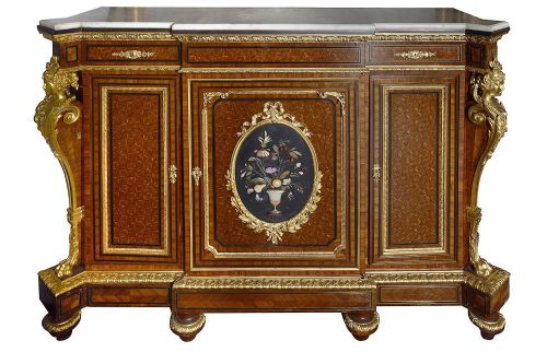PAIR PIETRA DURA INLAID SIDE CABINETS 19TH CENTURY - ADDITIONAL PHOTO 2