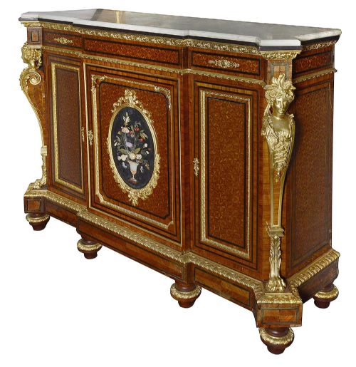PAIR PIETRA DURA INLAID SIDE CABINETS 19TH CENTURY - ADDITIONAL PHOTO 3