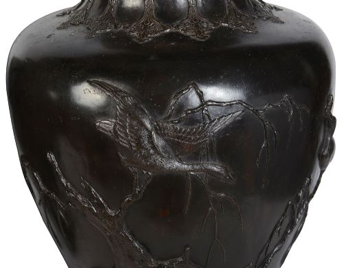 PAIR MEIJI PERIOD JAPANESE BRONZE VASES19TH CENTURY - ADDITIONAL PHOTO 1