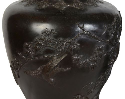 PAIR MEIJI PERIOD JAPANESE BRONZE VASES19TH CENTURY - ADDITIONAL PHOTO 2