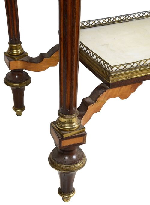 PAIR 19TH CENTURY MARQUETRY SIDE CONSOLE TABLES AFTER DONALD ROSS - ADDITIONAL PHOTO 8
