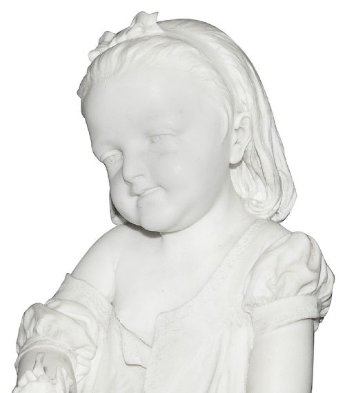 19TH CENTURY MARBLE YOUNG GIRL HOLDING A FLOWER SIGNED P DELLA VEDOVA - ADDITIONAL PHOTO 5