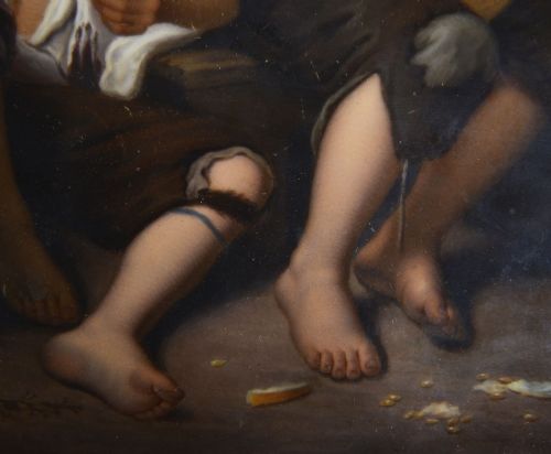 KPM PORCELAIN PLAQUE OF YOUNG BOYS EATING FRUIT CIRCA 1880 - ADDITIONAL PHOTO 3