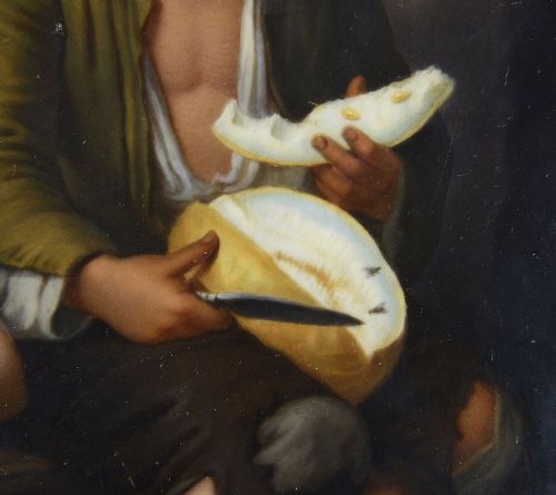 KPM PORCELAIN PLAQUE OF YOUNG BOYS EATING FRUIT CIRCA 1880 - ADDITIONAL PHOTO 4