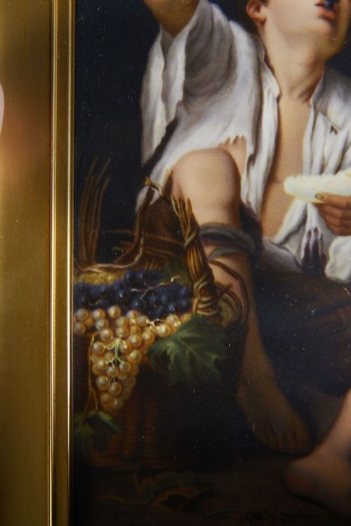 KPM PORCELAIN PLAQUE OF YOUNG BOYS EATING FRUIT CIRCA 1880 - ADDITIONAL PHOTO 6