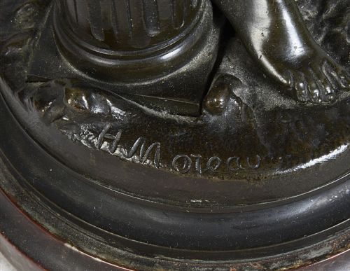 PAIR 19TH CENTURY BRONZE MAIDEN STATUES LAMPS BY H MOREAU - ADDITIONAL PHOTO 8