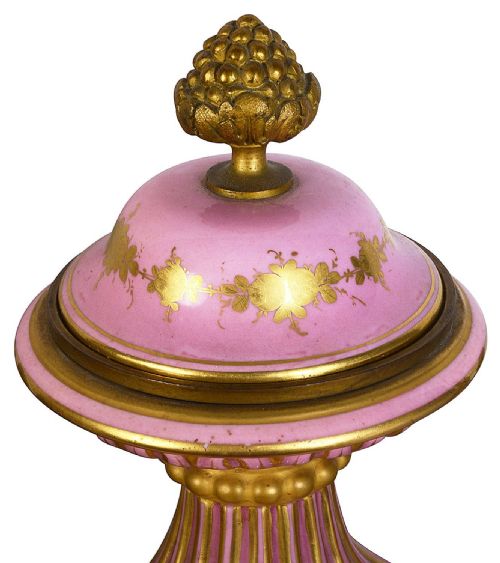 PAIR PINK SEVRES STYLE VASES 19TH CENTURY - ADDITIONAL PHOTO 7