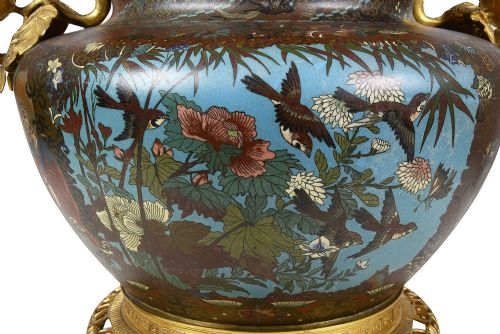 19TH CENTURY CLOISONN ENAMEL JARDINIERE - ADDITIONAL PHOTO 1