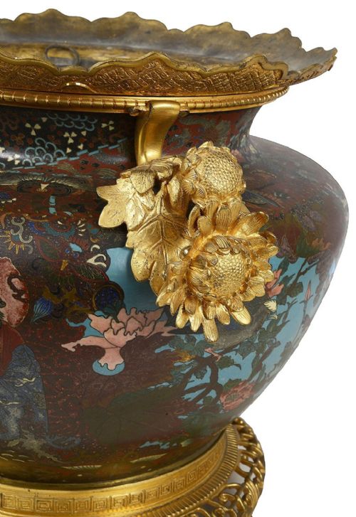 19TH CENTURY CLOISONN ENAMEL JARDINIERE - ADDITIONAL PHOTO 2