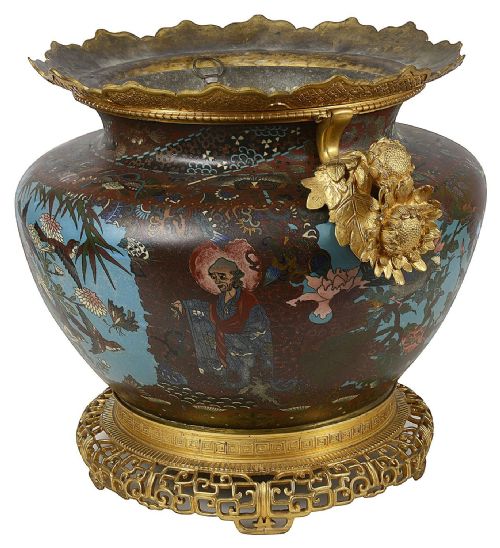19TH CENTURY CLOISONN ENAMEL JARDINIERE - ADDITIONAL PHOTO 4