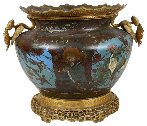 19TH CENTURY CLOISONN ENAMEL JARDINIERE - ADDITIONAL PHOTO 5