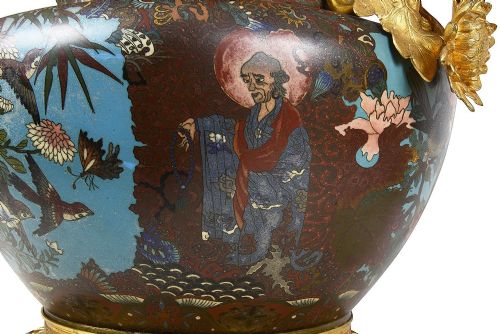 19TH CENTURY CLOISONN ENAMEL JARDINIERE - ADDITIONAL PHOTO 6