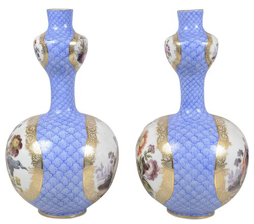 PAIR MEISSEN STYLE PORCELAIN GOURD VASES CIRCA 1890 - ADDITIONAL PHOTO 9