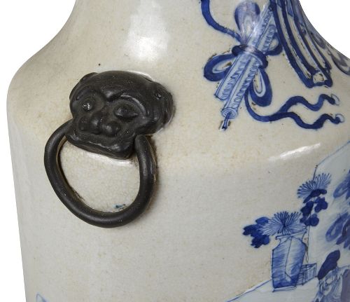 CHINESE BLUE AND WHITE VASE LAMP 19TH CENTURY - ADDITIONAL PHOTO 4