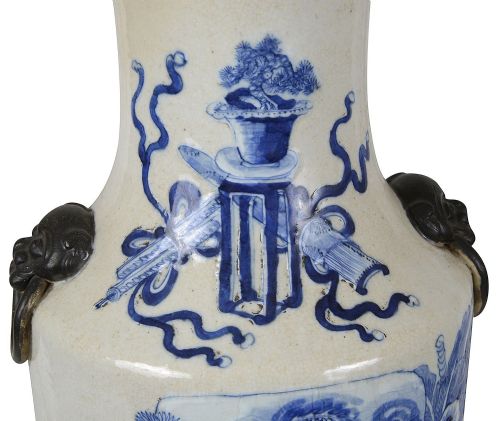 CHINESE BLUE AND WHITE VASE LAMP 19TH CENTURY - ADDITIONAL PHOTO 6