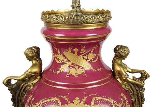 PAIR FRENCH SERVES STYLE PORCELAIN LAMPS 1890 - ADDITIONAL PHOTO 8