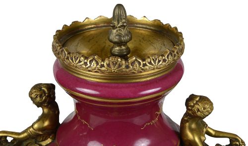 PAIR FRENCH SERVES STYLE PORCELAIN LAMPS 1890 - ADDITIONAL PHOTO 12