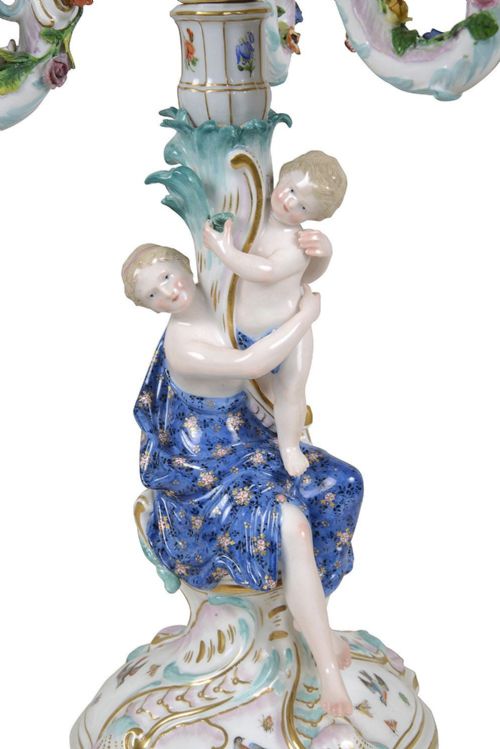 PAIR 19TH CENTURY MEISSEN CANDELABRA - ADDITIONAL PHOTO 1