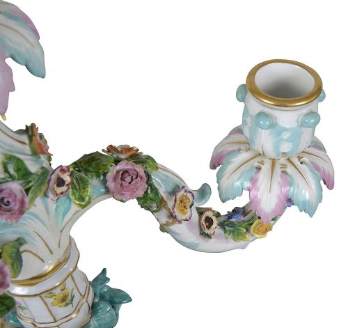 PAIR 19TH CENTURY MEISSEN CANDELABRA - ADDITIONAL PHOTO 2