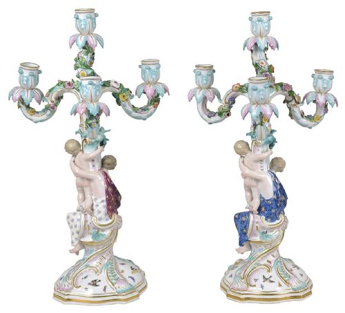 PAIR 19TH CENTURY MEISSEN CANDELABRA - ADDITIONAL PHOTO 3