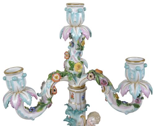 PAIR 19TH CENTURY MEISSEN CANDELABRA - ADDITIONAL PHOTO 4