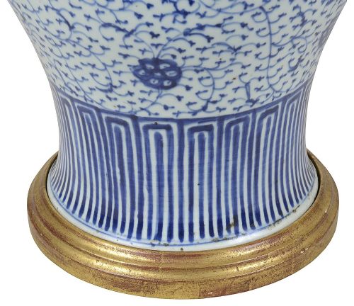 CHINESE BLUE AND WHITE VASE LAMP 19TH CENTURY - ADDITIONAL PHOTO 5