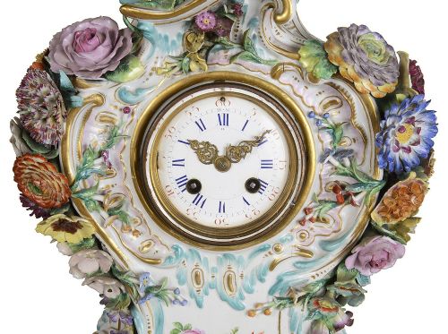 MEISSEN PORCELAIN 19TH CENTURY MANTLE CLOCK - ADDITIONAL PHOTO 2