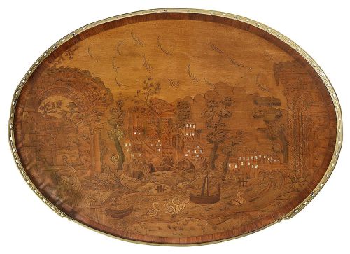 PAIR LOUS XVI STYLE MARQUETRY SIDE TABLES AFTER CHARLES TOPINO - ADDITIONAL PHOTO 1
