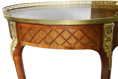 PAIR LOUS XVI STYLE MARQUETRY SIDE TABLES AFTER CHARLES TOPINO - ADDITIONAL PHOTO 6