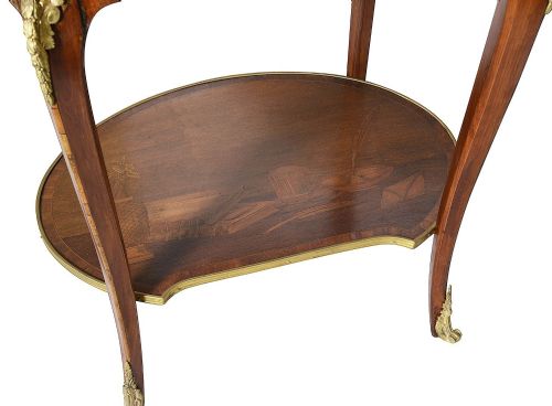 PAIR LOUS XVI STYLE MARQUETRY SIDE TABLES AFTER CHARLES TOPINO - ADDITIONAL PHOTO 7