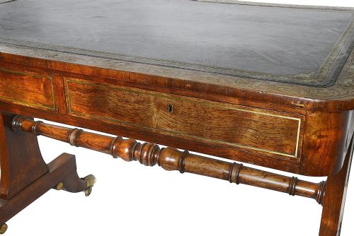 REGENCY PERIOD BRASS INLAID LIBRARY TABLE CIRCA 1820 - ADDITIONAL PHOTO 4