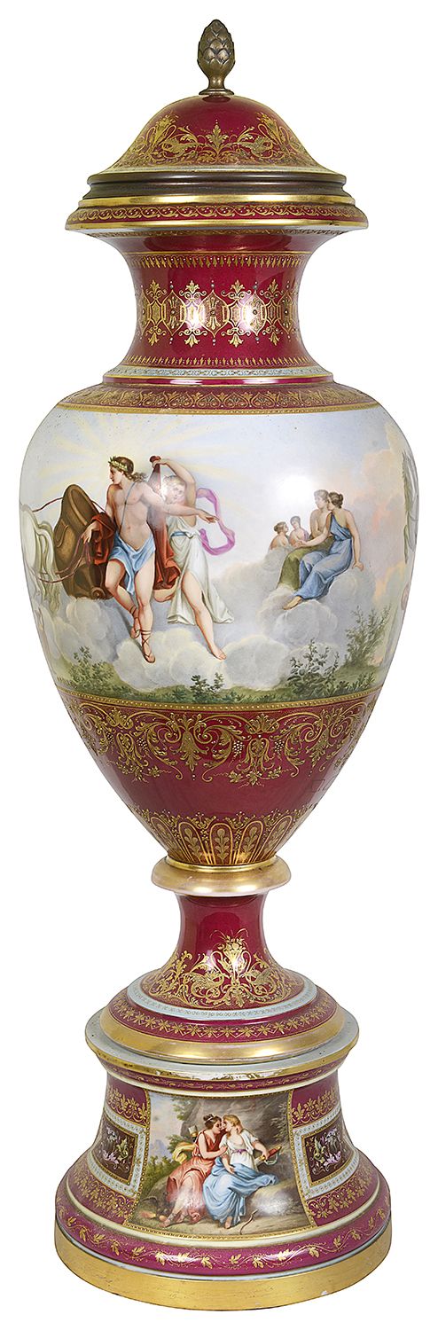 LARGE CLASSICAL VIENNA LIDDED VASE CIRCA 1890