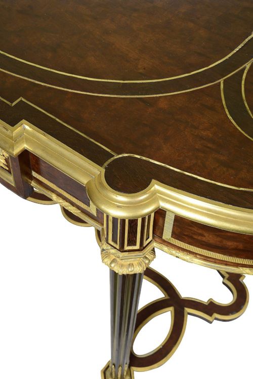 FRENCH BRASS INLAID CENTRE TABLE BY A BEURDELEY C19TH - ADDITIONAL PHOTO 9