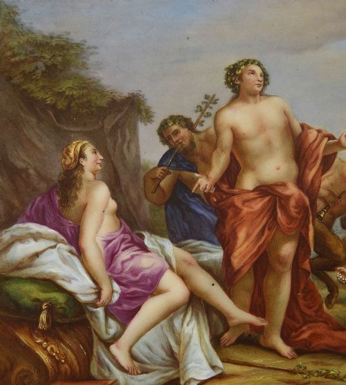 VIENNA PORCELAIN TRAY DEPICTING BACCHUS ARIADNE C19TH - ADDITIONAL PHOTO 1
