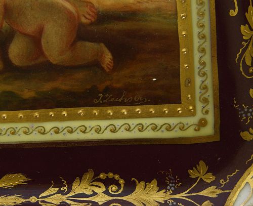 VIENNA PORCELAIN TRAY DEPICTING BACCHUS ARIADNE C19TH - ADDITIONAL PHOTO 3