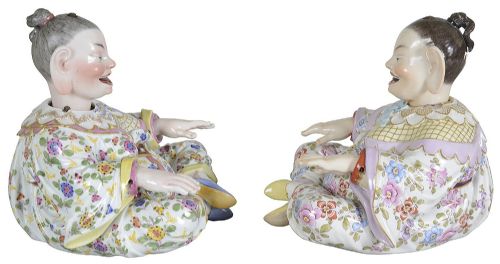 PAIR MEISSEN NODDING PAGODAS C19TH 17CM HIGH - ADDITIONAL PHOTO 3