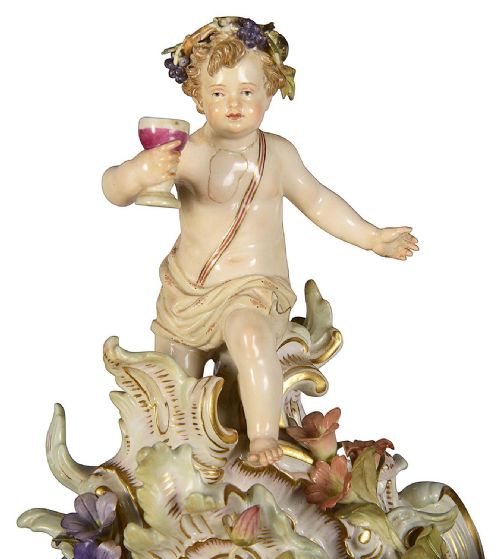 COPY 19TH CENTURY MEISSEN CLOCK DEPICTING THE FOUR SEASONS - ADDITIONAL PHOTO 2