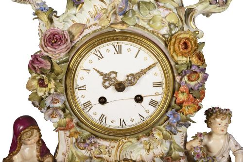 COPY 19TH CENTURY MEISSEN CLOCK DEPICTING THE FOUR SEASONS - ADDITIONAL PHOTO 3