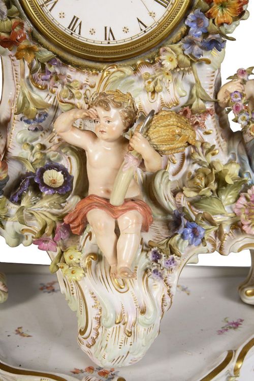 COPY 19TH CENTURY MEISSEN CLOCK DEPICTING THE FOUR SEASONS - ADDITIONAL PHOTO 4