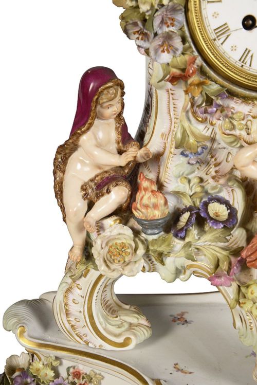 COPY 19TH CENTURY MEISSEN CLOCK DEPICTING THE FOUR SEASONS - ADDITIONAL PHOTO 6